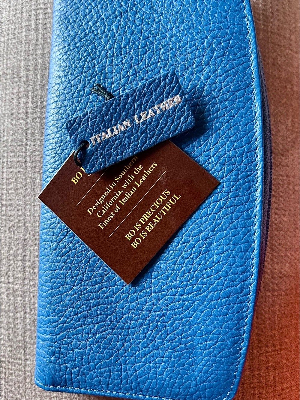 BOBO BAGS Blue Italian Leather Wallet - Teal Blue